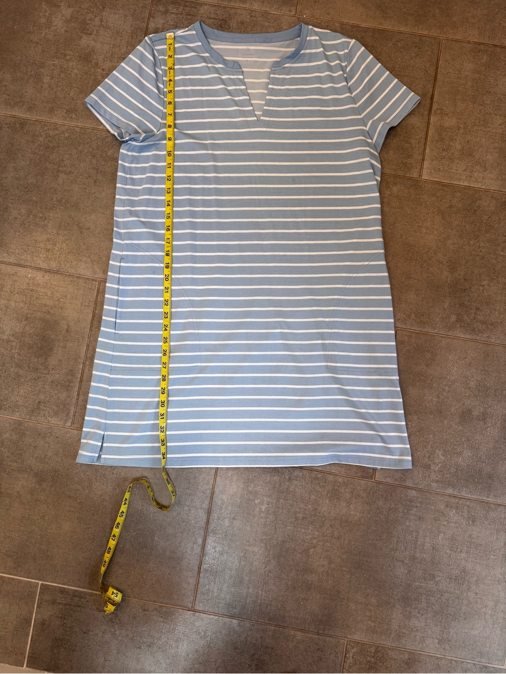 Talbots Luxe t-shirt dress - Light Blue & White Large
